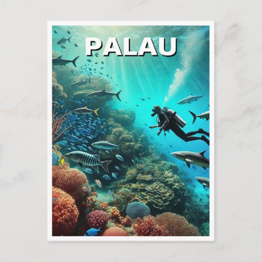 Palau Duiken Reis Briefkaart (Voorkant)