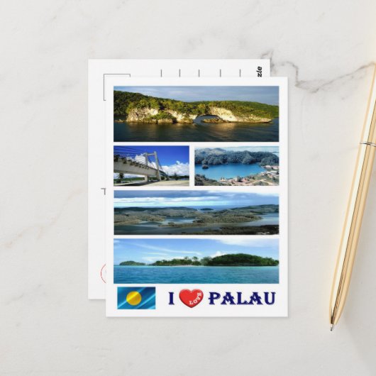 Palau - I Love - Briefkaart (Voorkant / Achterkant in situ)