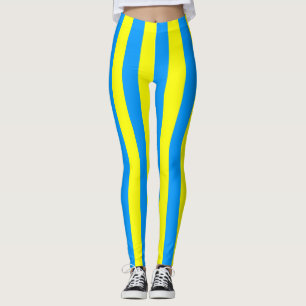 Palau National Flag Colors Vertical Striped Leggings
