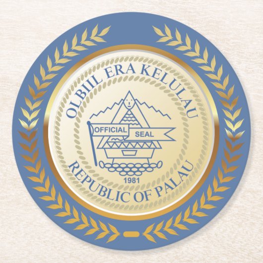 Palau officieel zegel ronde kartonnen onderzetter (Voorkant)