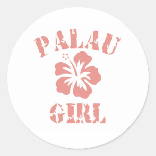 Palau roze meisje ronde sticker