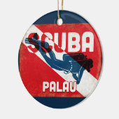 Palau Scuba Diver - Blue Retro Keramisch Ornament (Links)