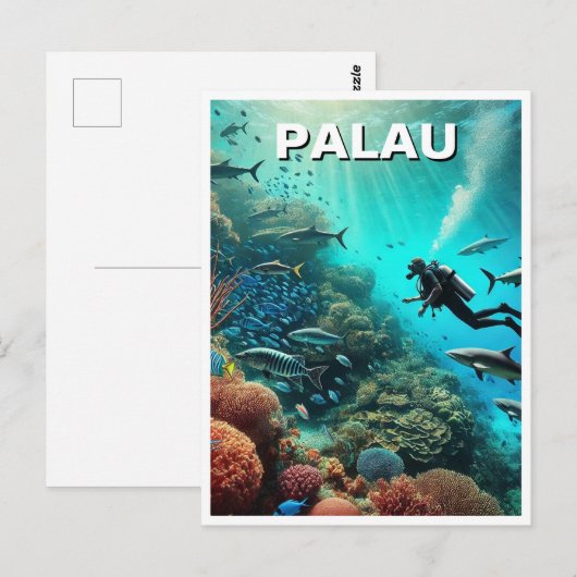 Palau Scuba Diving Travel Briefkaart (Voorkant / Achterkant)