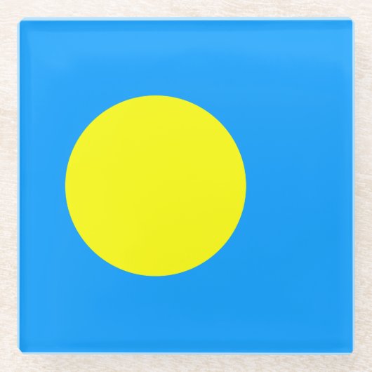 Palau vlag glazen onderzetter (Voorkant)
