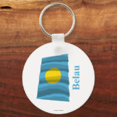Palau Waving Flag met naam in Palauan Sleutelhanger (Voorkant)