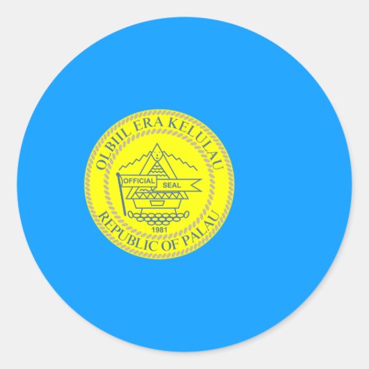 Palauan Flag & Seal, vlag van Palau Ronde Sticker (Voorkant)