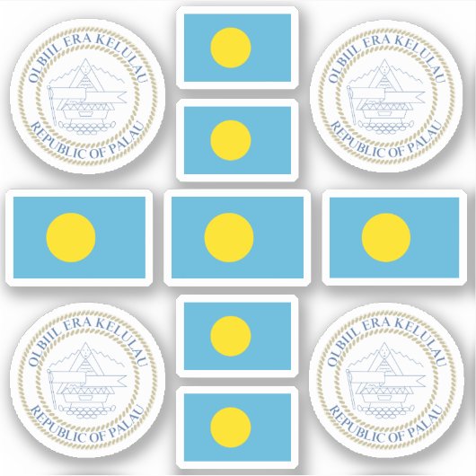 Palauan state symbols / coat of arms and flag stic sticker (Voorkant)