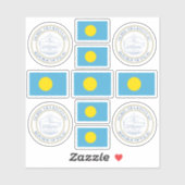Palauan state symbols / coat of arms and flag stic sticker (Vel)