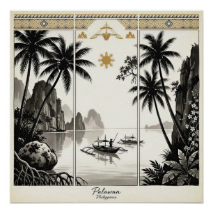Palawan Filipijnen Triptiek Muurkunst Perfect Poster