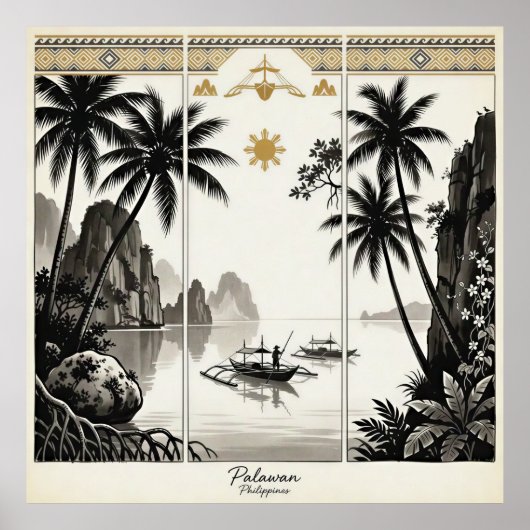 Palawan Filipijnen Triptiek Wandkunst Poster (Voorkant)