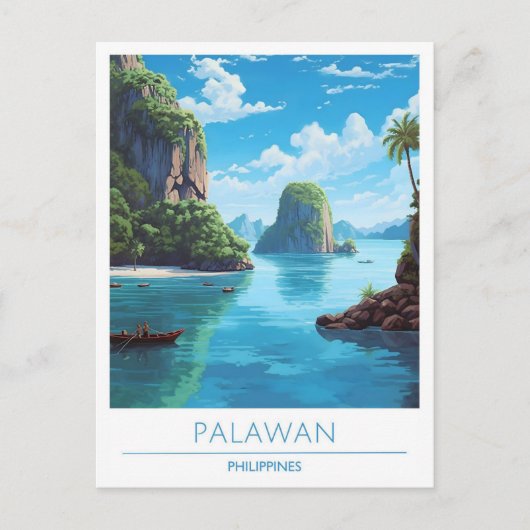 Palawan Filipijnen Vintage Travel Briefkaart (Voorkant)