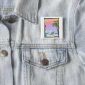 Palawan Filipijnen vluchtposter Vierkante Button 5,1 Cm (In situ)