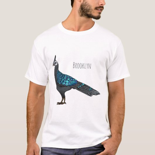 Palawan pauock fazant vogel cartoon illustratie t-shirt (Voorkant)
