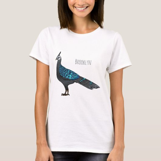 Palawan pauock fazant vogel cartoon illustratie t-shirt (Voorkant)