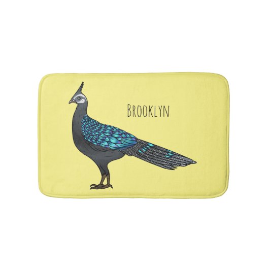 Palawan peacock pheasant bird cartoon illustration badmat (Voorkant)