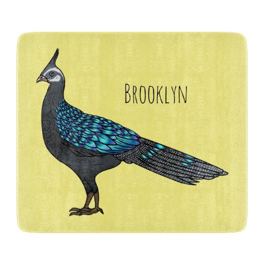 Palawan peacock pheasant bird cartoon illustration snijplank (Voorkant)