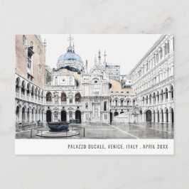 Palazzo Ducale Venice Italië Waterverf Reis Briefkaart