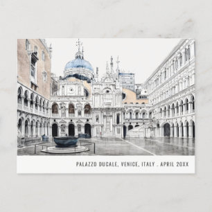 Palazzo Ducale Venice Italië Waterverf Reis Briefkaart