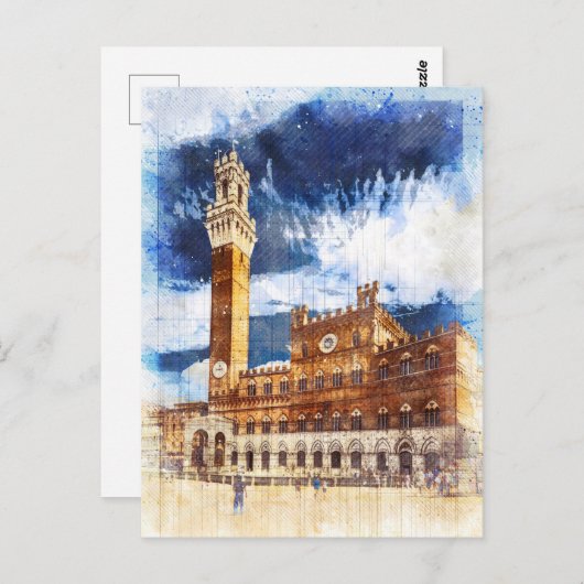 Palazzo Pubblico in Siena Toscane, Italië. Briefkaart (Voorkant / Achterkant)