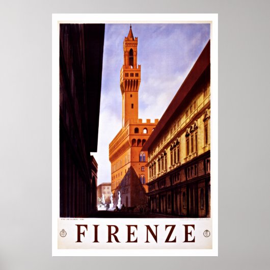 Palazzo Vecchio, Florence, Italië Vintage Travel Poster (Voorkant)