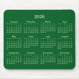 Pale and Forest Green 2026 Calendar Muismat
