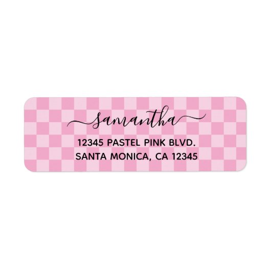 Pale and Light Pink Checkerboard Etiket (Voorkant)