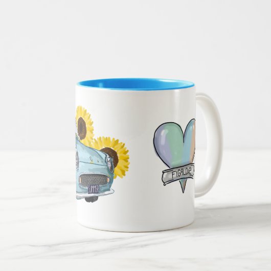 Pale Aqua Figaro coffee mug Tweekleurige Koffiemok (Voorkant rechts)