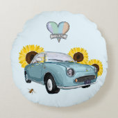 Pale Aqua Figaro round pillow Rond Kussen (Voorkant)