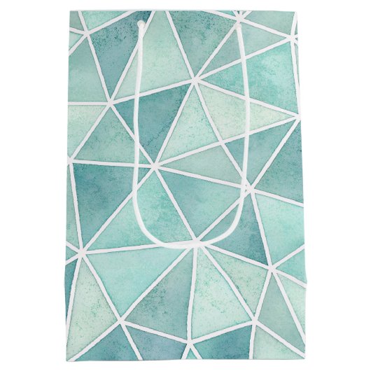 Pale Aqua Geometric Mosaic – Polygon Medium Cadeauzakje (Achterkant)