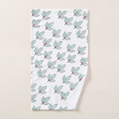 Pale Aqua Leaf With Blossoms Gift  Bad Handdoek (Handdoek)