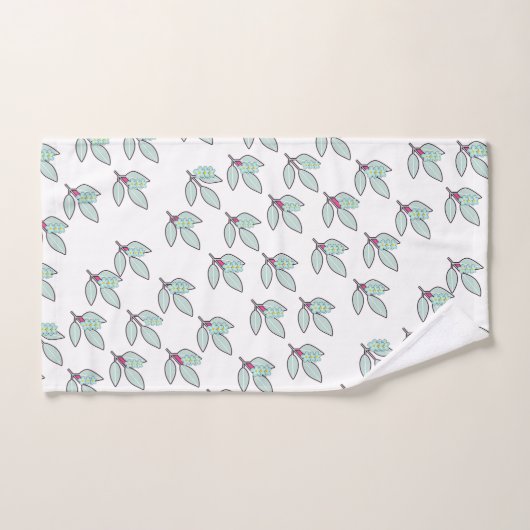 Pale Aqua Leaf With Blossoms Gift  Bad Handdoek (Handdoek)