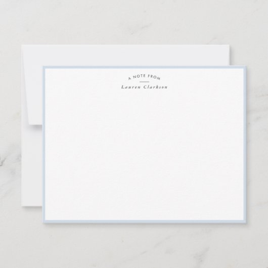 Pale Baby Blue Border Personalized Note Card Kaart (Voorkant)