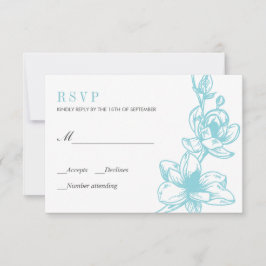 Pale blauw | Magnolia Bloemen Bloemen | Bruiloft R RSVP Kaartje