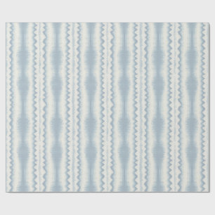 Pale blauwe Ikat-streep op Crème, Loom Weave Cadeaupapier