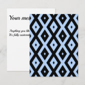 Pale blue and black diamond pattern RSVP kaartje (Voorkant / Achterkant)