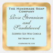 Pale Blue and Gold Foil Candle Label (Voorkant)