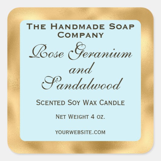 Pale Blue and Gold Foil Candle Label (Voorkant)