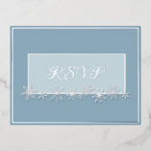 Pale Blue and Sky Snowflake Response Postcard Folie Feestdagen Briefkaart (Voorkant)