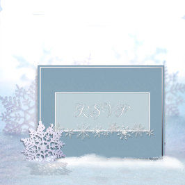 Pale Blue and Sky Snowflake Response Postcard Folie Feestdagen Briefkaart