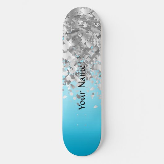 Pale blue and vervalglitter skateboard (Voorkant)