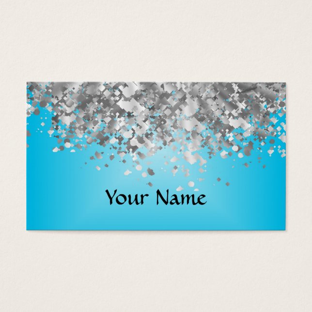 Pale blue and vervalglitter visitekaartjes (Voorkant)