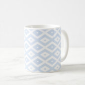 Pale blue and white diamond pattern koffiemok (Voorkant rechts)