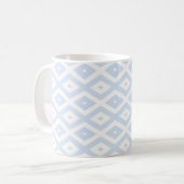 Pale blue and white diamond pattern koffiemok (Voorkant links)