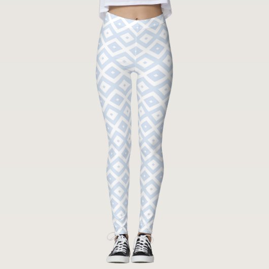 Pale blue and white diamond pattern leggings (Voorkant)