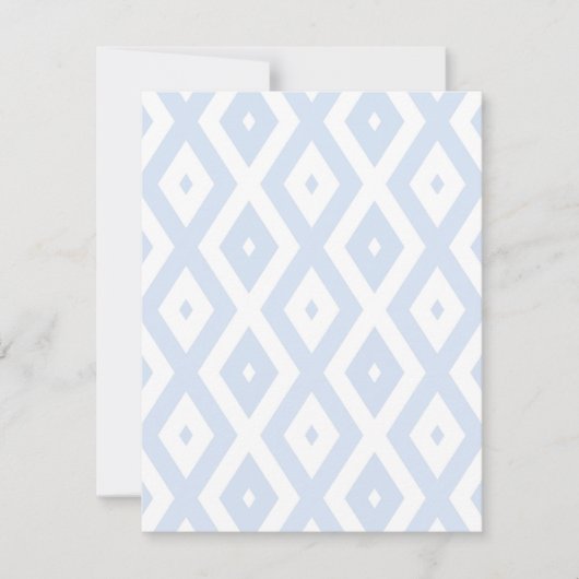 Pale blue and white diamond pattern RSVP kaartje (Voorkant)