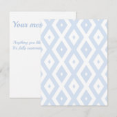 Pale blue and white diamond pattern RSVP kaartje (Voorkant / Achterkant)