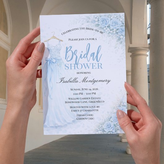 Pale Blue Bridesmaid Dress Bridal Shower Kaart