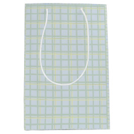 Pale Blue Check Gift Bag | Modern Minimalist  Medium Cadeauzakje