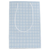 Pale Blue Check Gift Bag | Modern Minimalist  Medium Cadeauzakje (Voorkant)