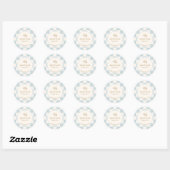 Pale Blue Checkered Cafe Croissant Bakery Ronde Sticker (Vel)